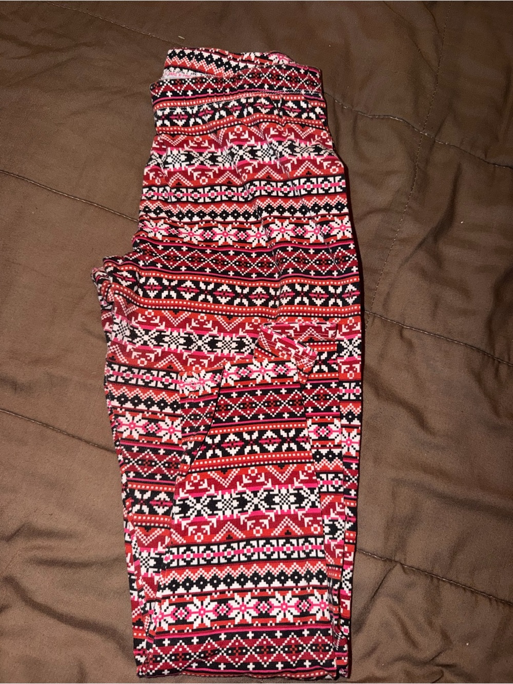 No Boundaries Red and Black Fair Isle Leggings